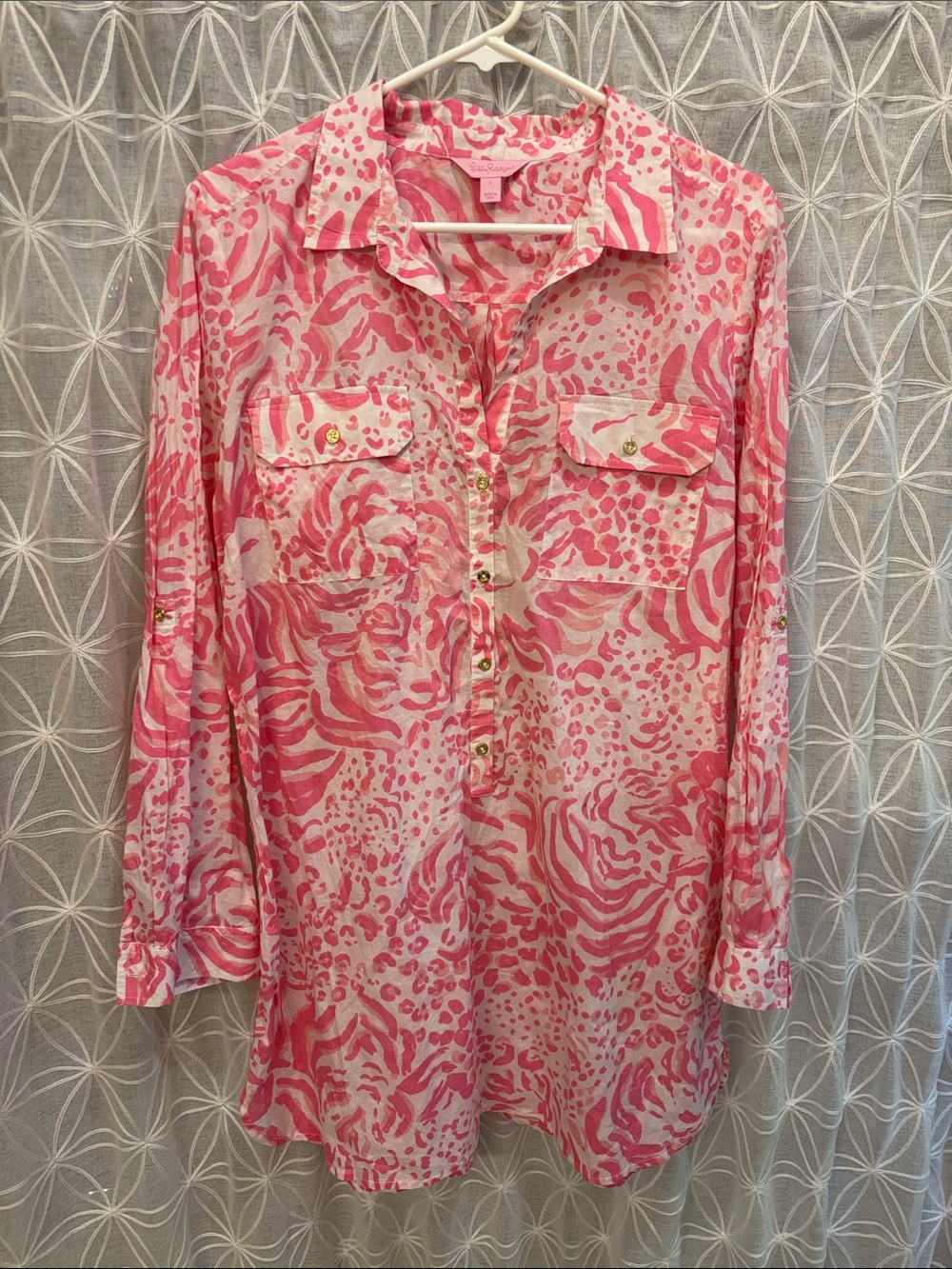 Lilly Pulitzer Pink Printed Button-Front Tunic
